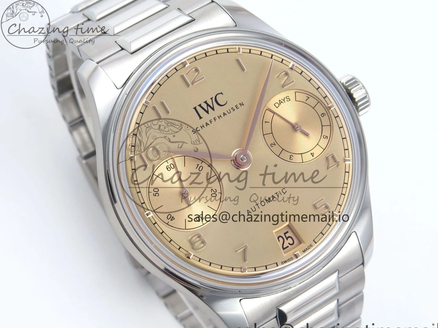 MIROTIME 0314 Portugieser Auto IWC0562B APSF 1:1 Best Edition Gold Dial on SS Bracelet A Reliable 6996